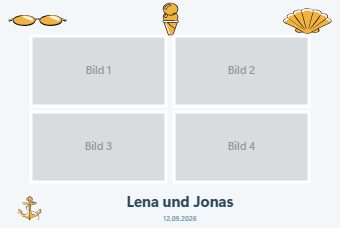Sonnentag · Vier Bilder — Druckvorlage