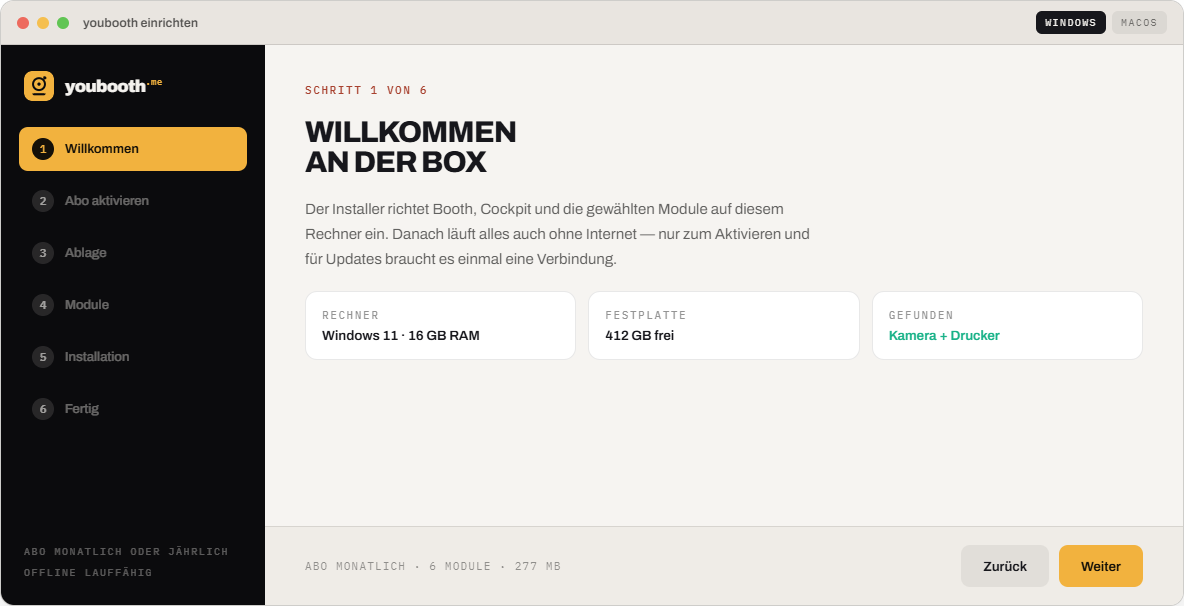 Installer: Einrichtung