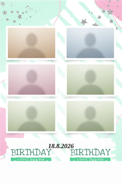Vorlage Birthday Party · 4er Serie hoch, 10 × 15 cm