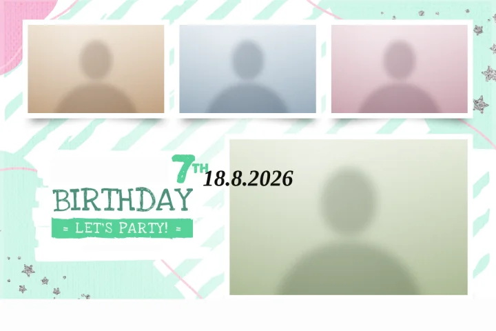 Vorlage Birthday Party · 4er Serie quer, 15 × 10 cm
