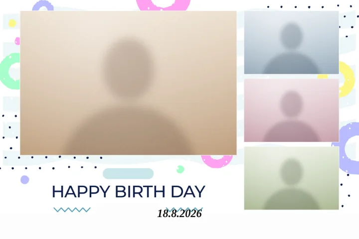 Vorlage Birthday Pastell · 4er Serie quer, 15 × 10 cm